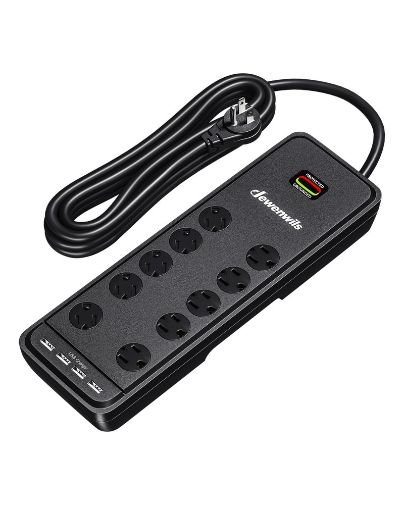 DEWENWILS 10-Outlet Surge Protector Power Strip with 4 USB Ports, 15 FT 2480J