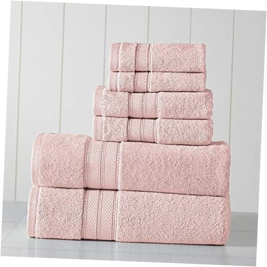 Spun Loft 6-Piece 100% Combed Cotton Bath Towel Set in Blush