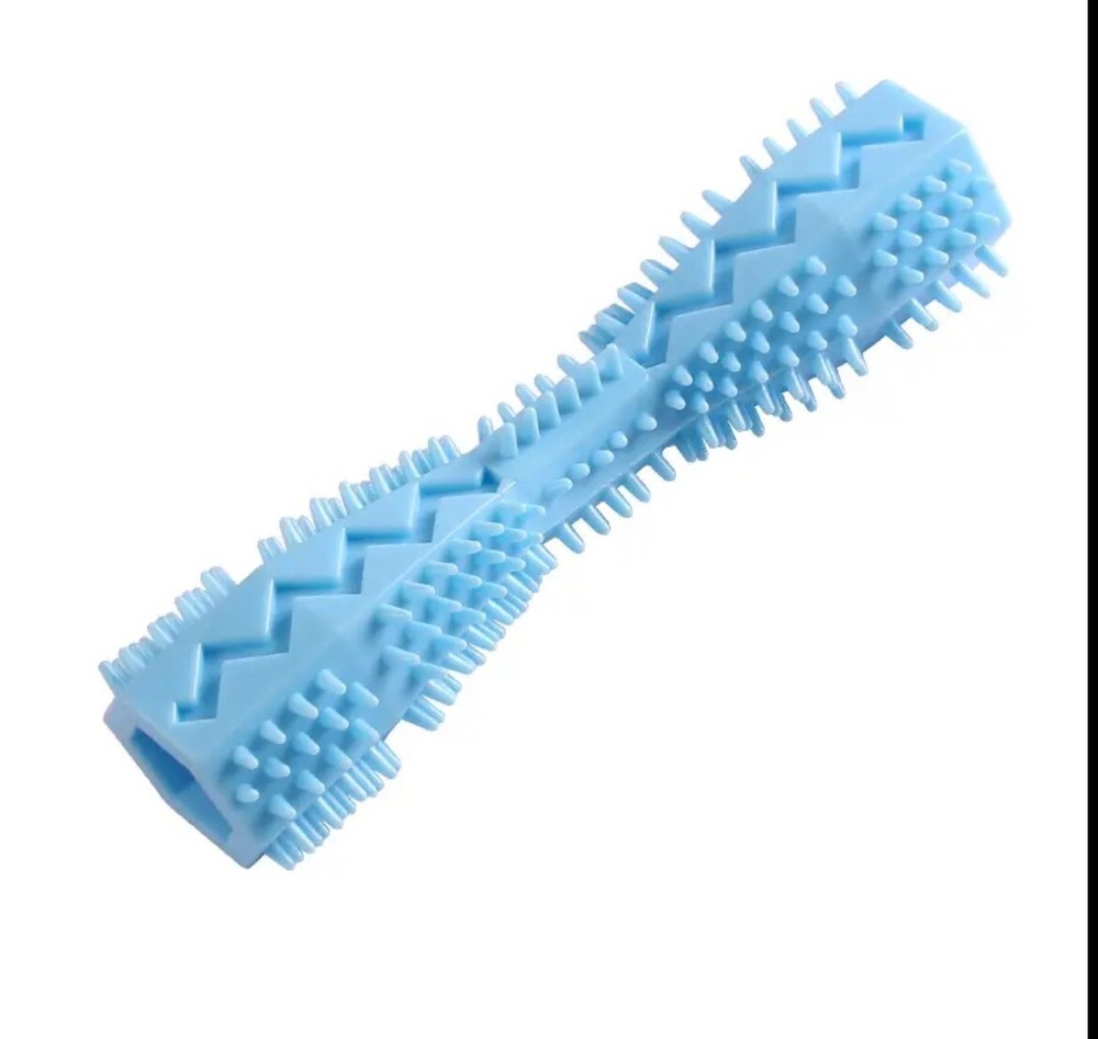 Dog Puppy Silicone Treat Dispensing Chew Teeth Cleaning Stick Bone Toy Blue