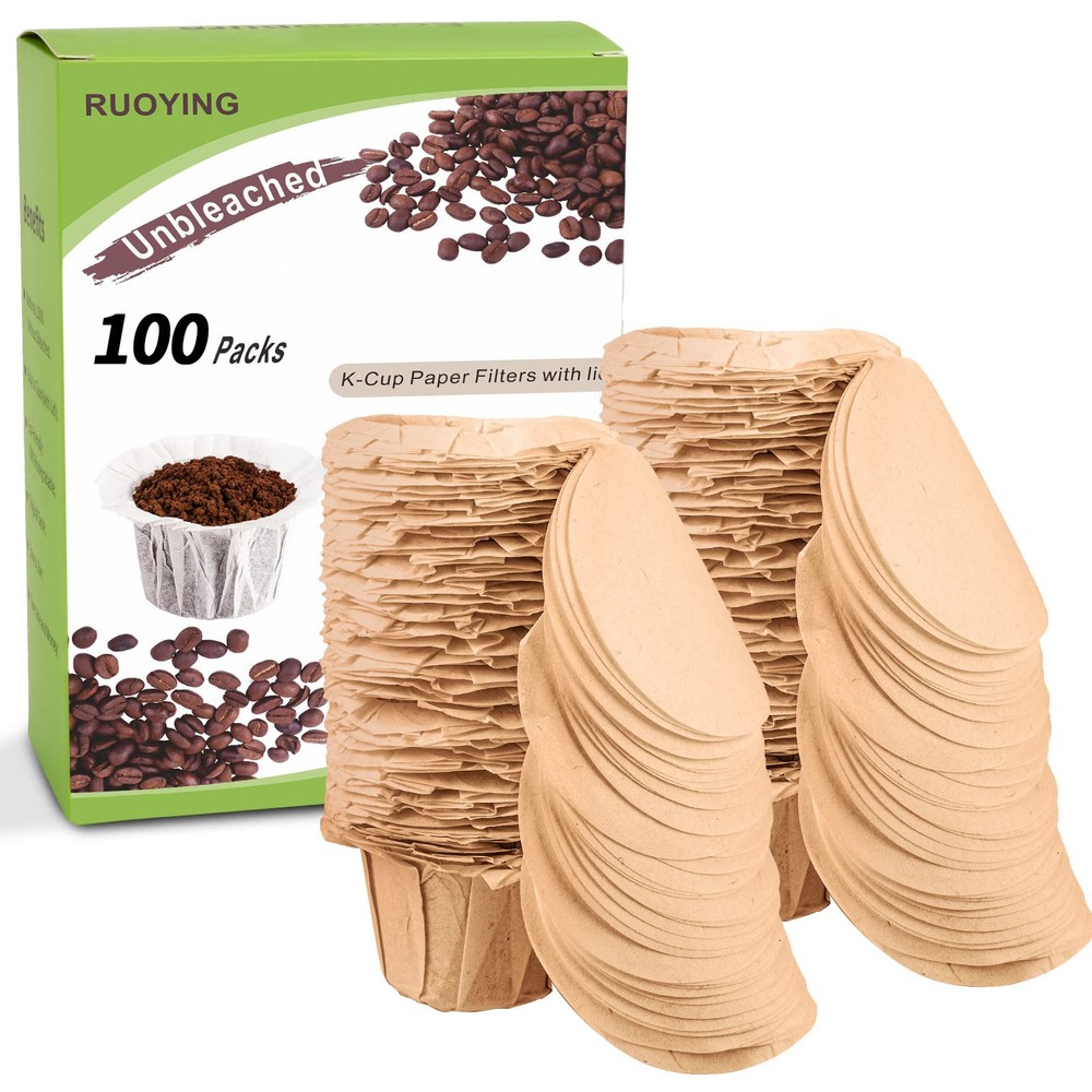 Unbleached K Cup Paper Filters with Lid for Keurig Reusable Pods