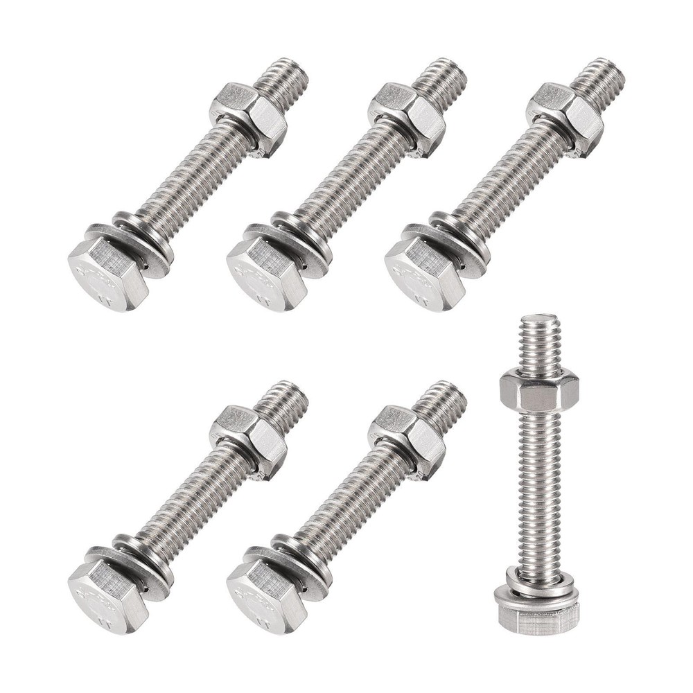 Hex Head Screws Bolts, Nuts, Flat & Lock Washers Kits (M6x40mm) 6Sets