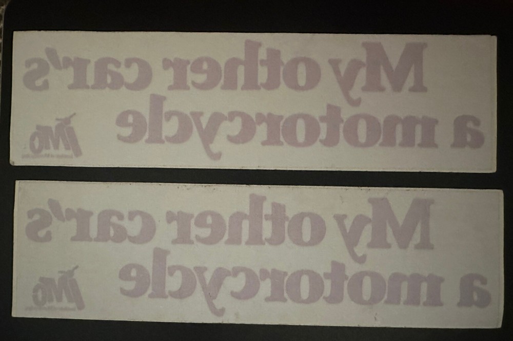 Vintage Retro IMO 'My other car's a motorcycle' sticker decal bundle (x2)