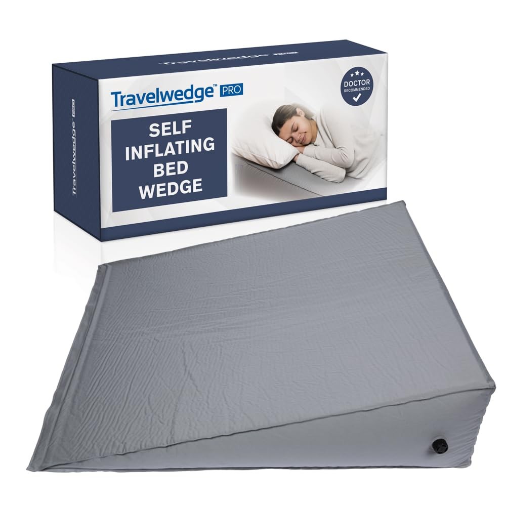 Lightweight Self-Inflating Bed Wedge Pillow for Travel and Sleeping Support