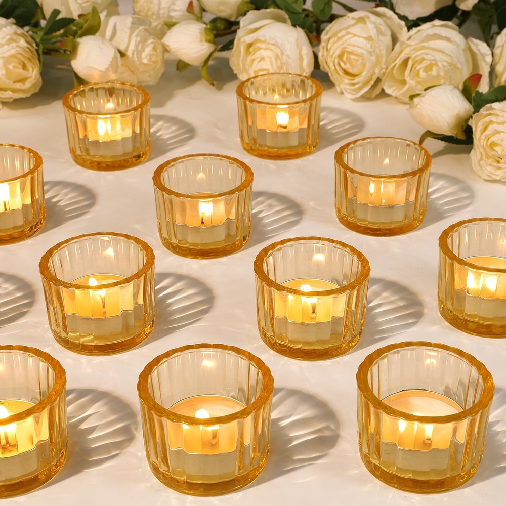 24-Piece Gold Tealight Candle Holders Bulk Set for Votives