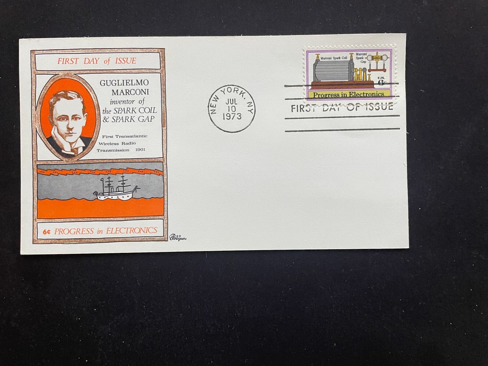 Marconi Inventor Spark Coil, Bazaar Cachet, FDC 1973, NY, Sc#1500, Unused, Crisp
