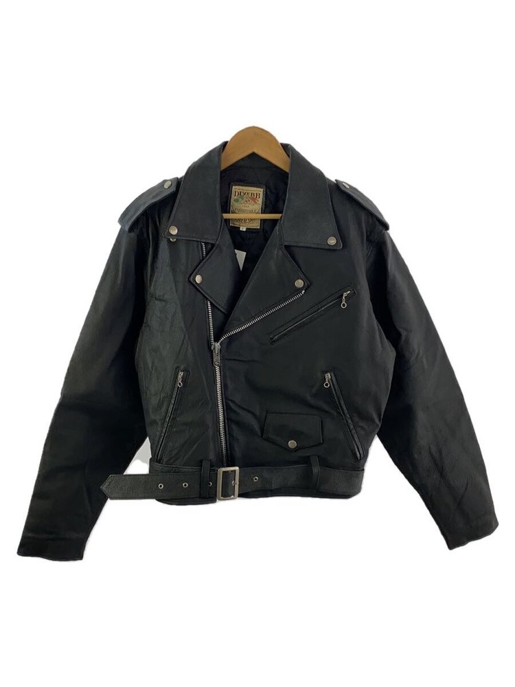 Black Leather Diverd Blouson Jacket Free Size 1266