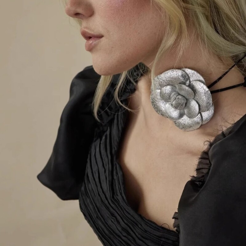Camellia Flower Choker Necklace Beautiful Collar Chain Bride Wedding Party Gift