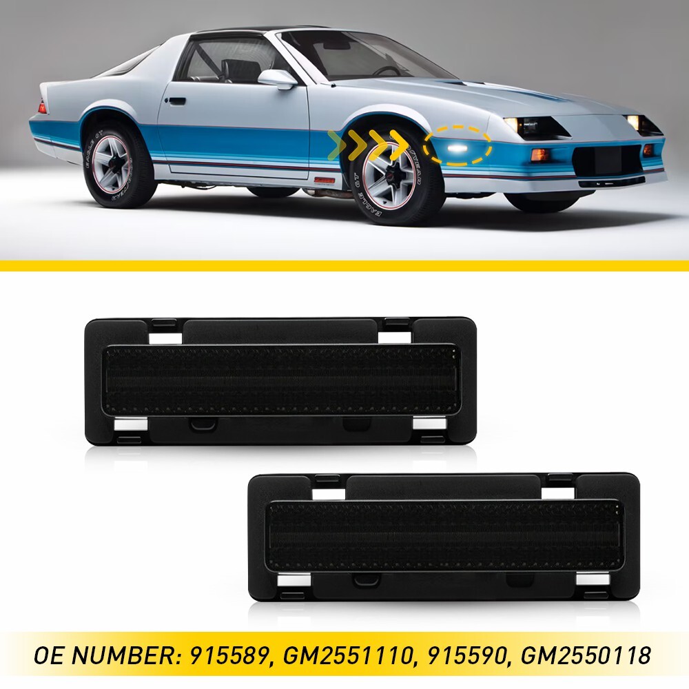 1982-1992 Chevy Camaro Pontiac Firebird White LED Bumper Side Marker Lights  