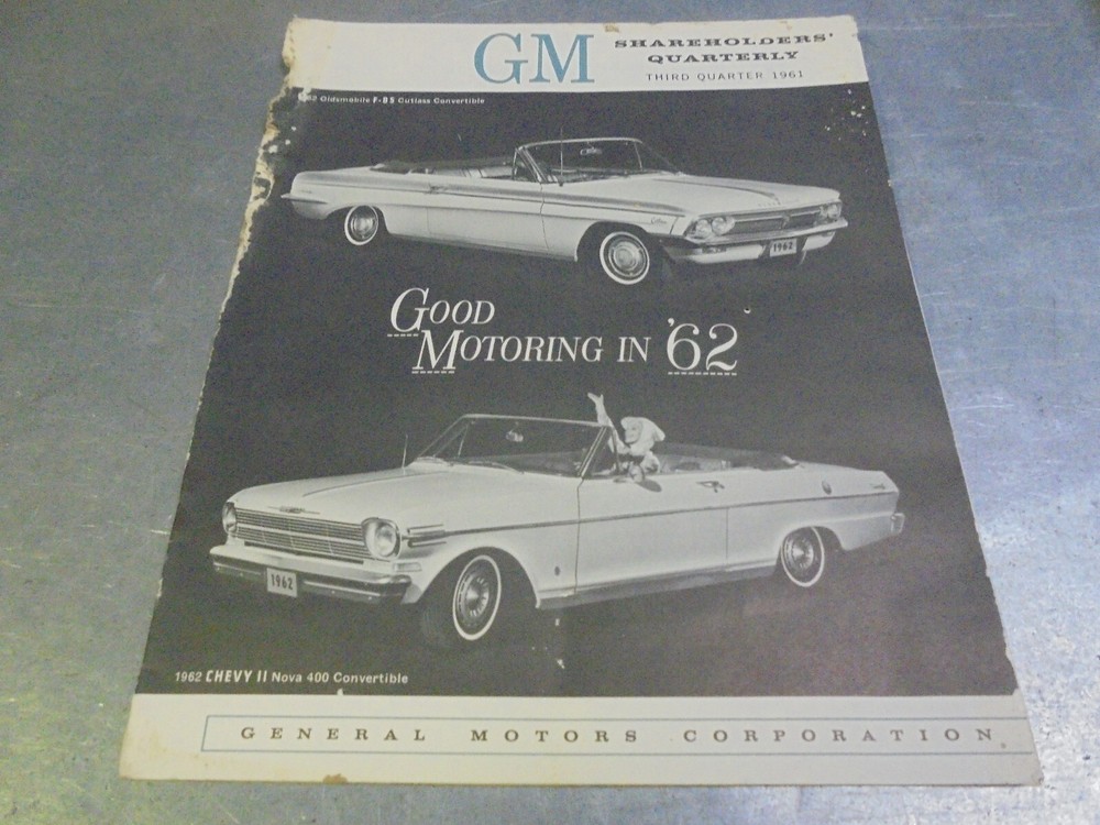 Vintage Third Quarter 1961 General Motors Quarterly Report