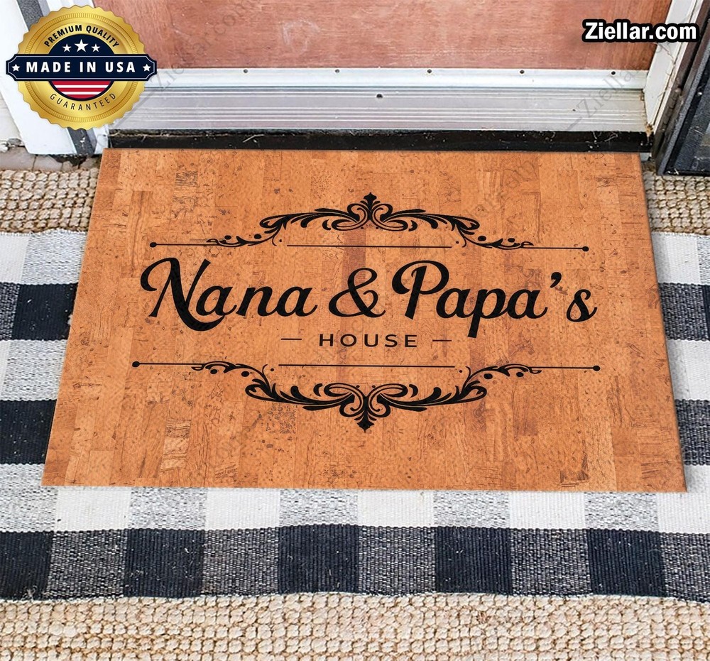Custom Black Welcome Doormat Personalized with Nana & Papa's Family Name  
