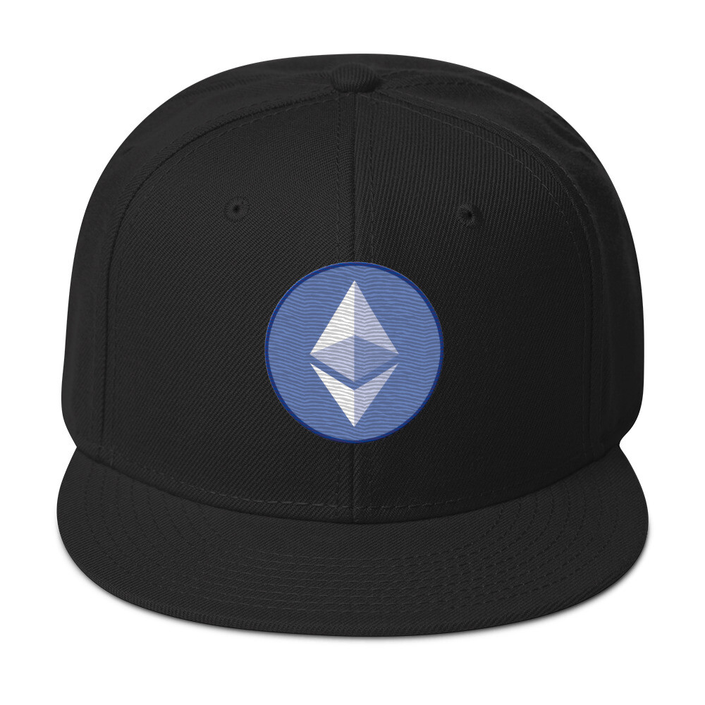 ETH Ethereum Logo Crypto Symbol Snapback Flat Bill Cap-image