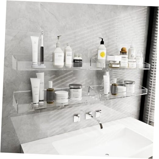 Acrylic Bathroom Shelves 4 PCS, Different Sizes Acrylic Shower Shelves, 4PCS