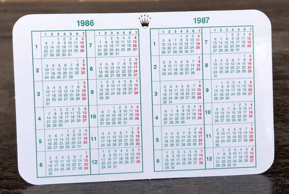 1986-1987 Rolex Calendar Featuring Milgauss Daytona Explorer Submariner GMT Datejust