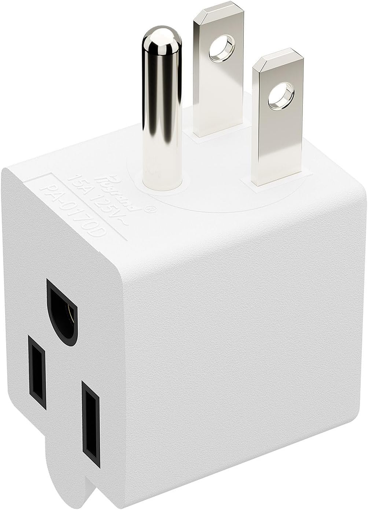 90 Degree Right Angle 3-Prong Male to Female Power Adapter US Plug