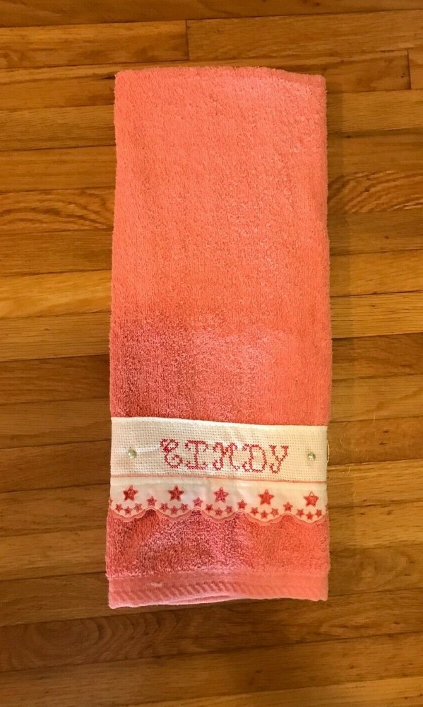 Personalized Embroidered Pink Cotton Bath Towel CINDY 20x35 Inches 50x90cm-image