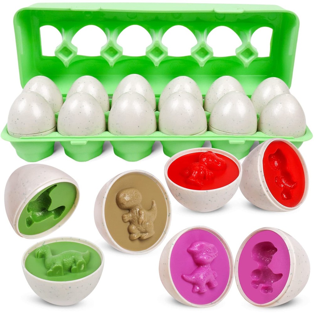 NAODONGLI Easter Dinosaurs Matching Eggs for Toddlers12 pcs Set Color & Shape...