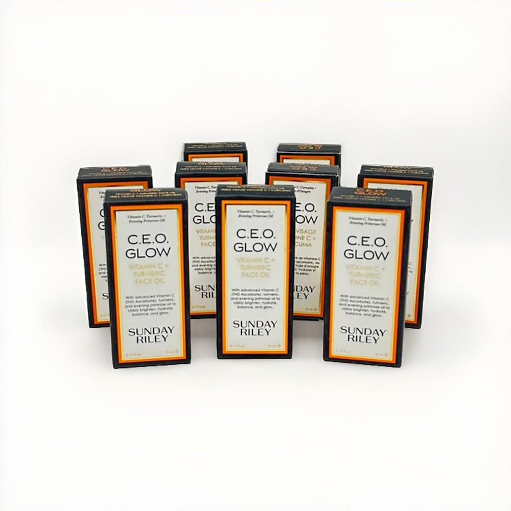 Bundle of 9 Sunday Riley CEO Glow Vitamin C + Turmeric Face Oil .17 oz Each New