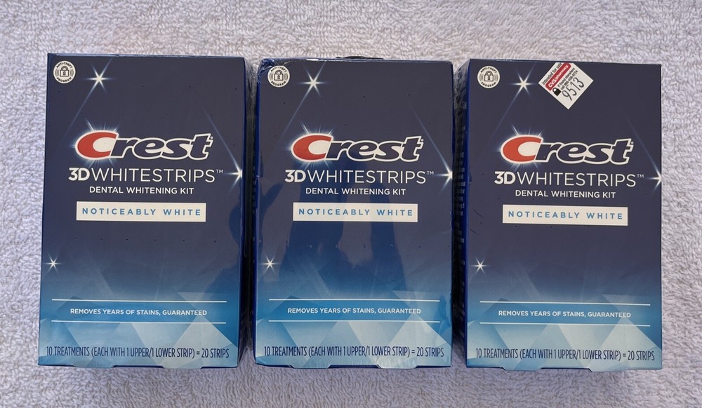 NEW (Lot of 3) Crest 3D Whitestrips Whitening Kit-Noticeably White-FREE SHIPPING