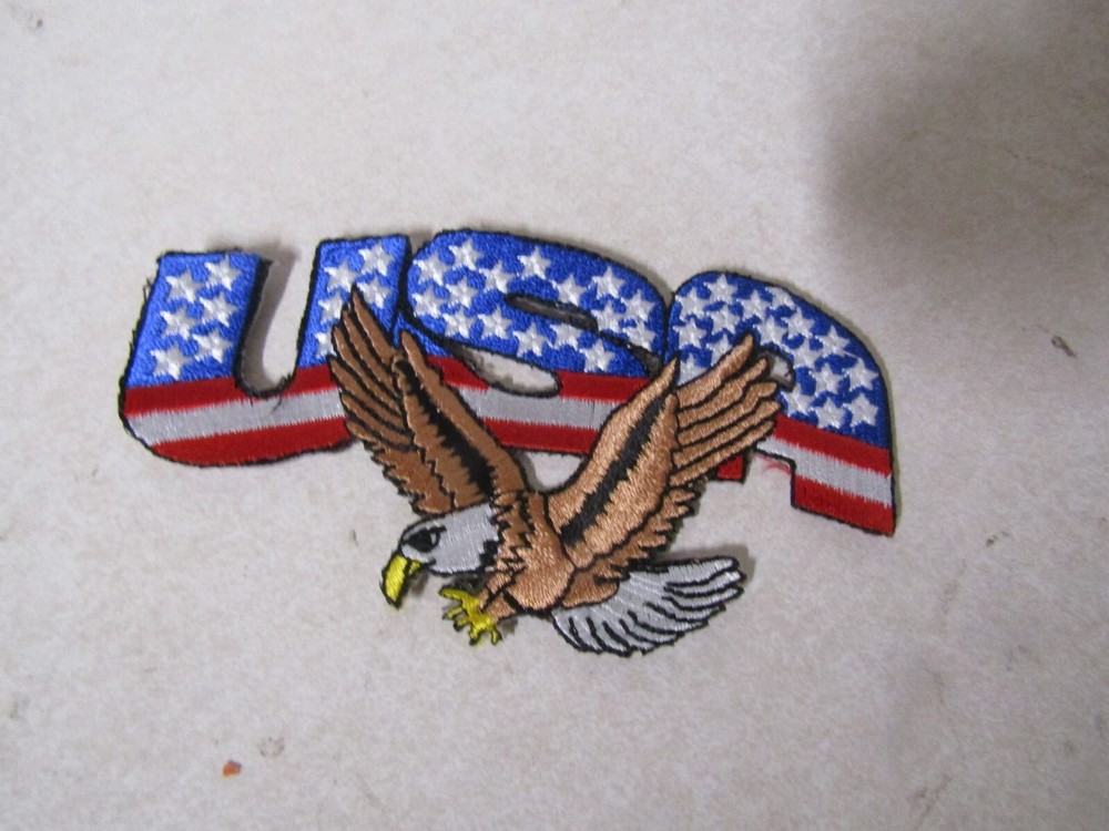 NOVELTY PATCH SEW ON RED WHITE AND BLUE USA WITH EAGLE
