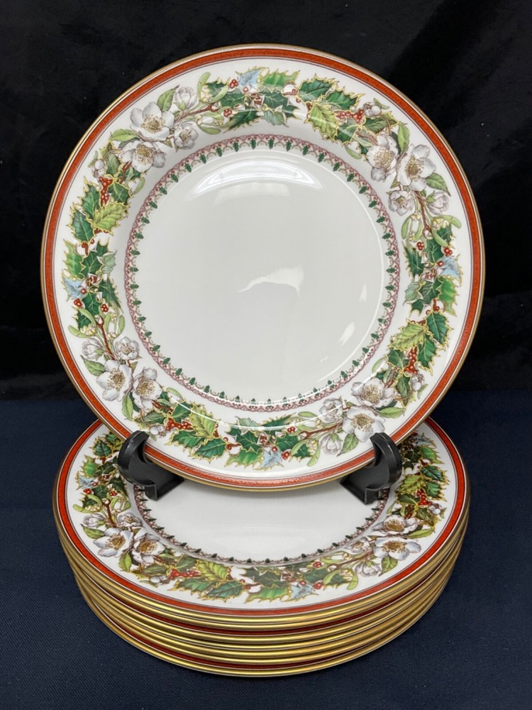 SPODE Christmas Rose England Fine Bone China Salad Plate Set of 8 EXCELLENT