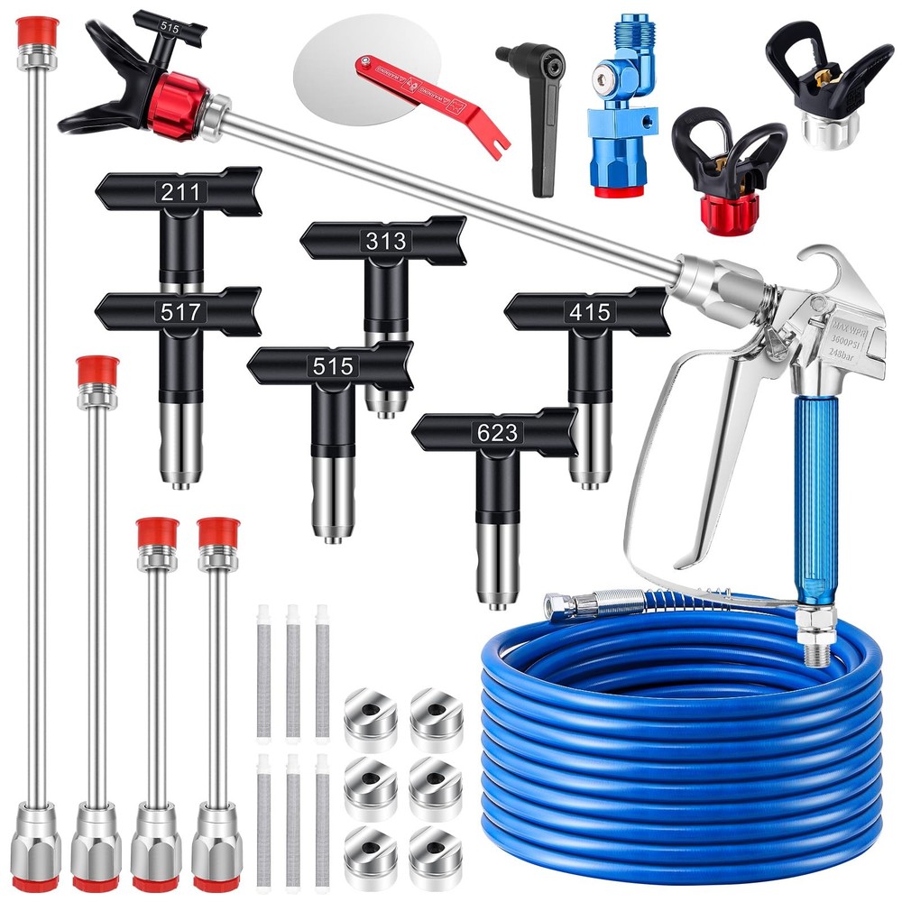 22Pcs Airless Paint Sprayer Kit with 50Ft Hose and 3600PSI Spray Gun