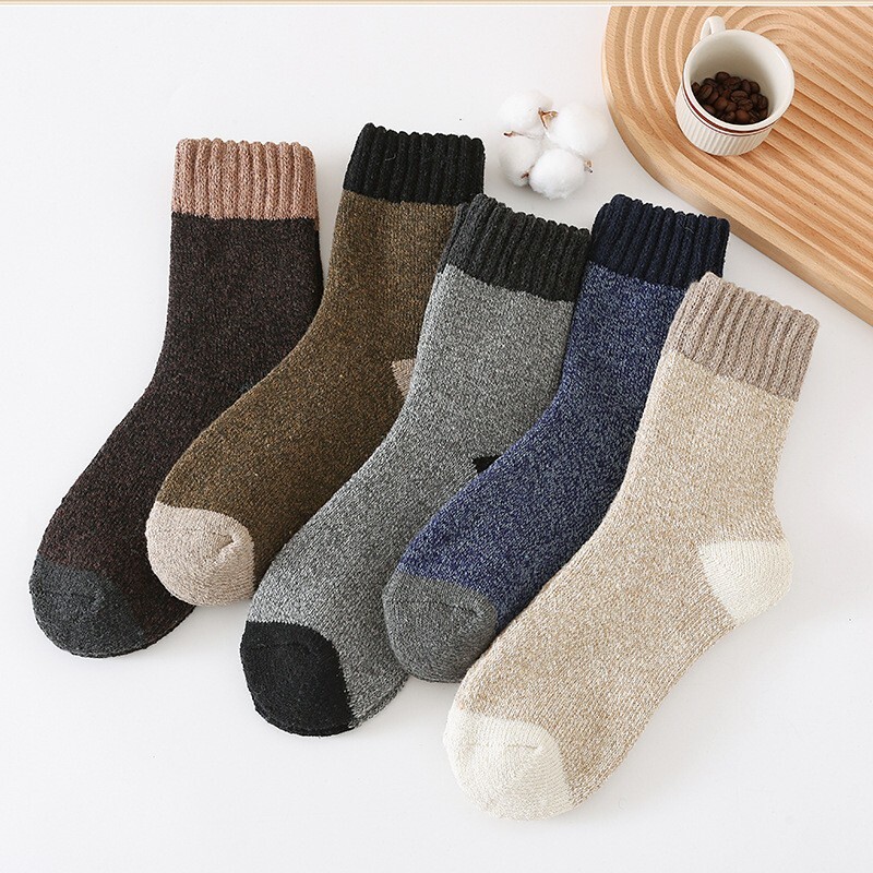 Lot 5 Pairs Men Thick Heavy Duty Wool Blend Work Hiking Boot Warm Thermal Socks