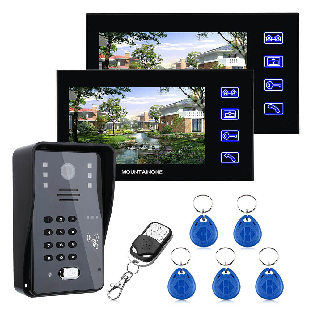 RFID Password IR-CUT 1000TV 7inch Monitor Video Door Phone Doorbell Intercom AC-image