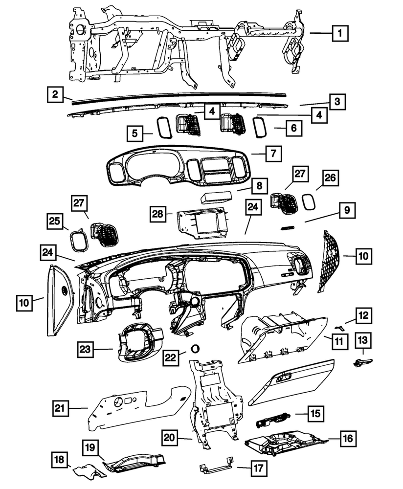 Genuine Mopar Instrument Cluster Bezel 68294121AA