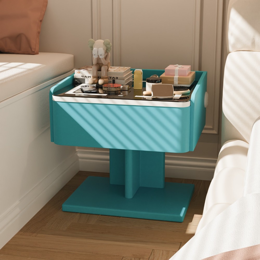 Creative Nightstand with 3-Color Light, Music Player, Wireless Charging Station