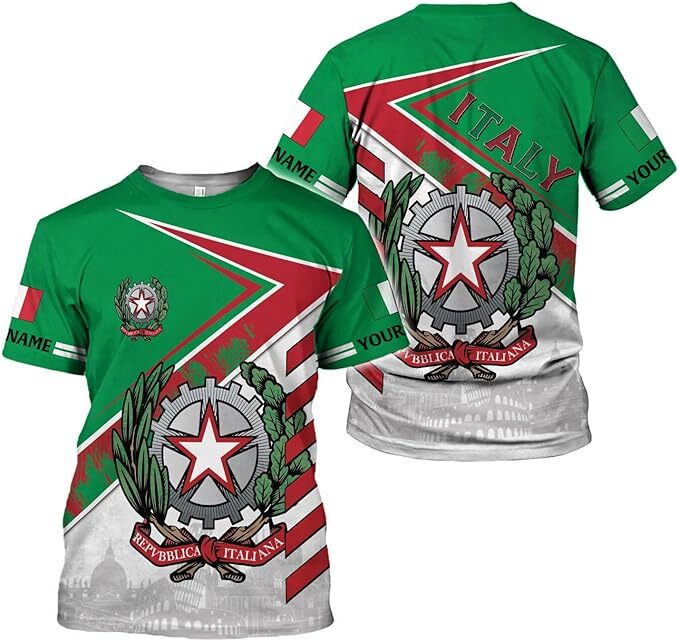 Italian Pride Custom T-Shirt with Italy Map & Flag Design