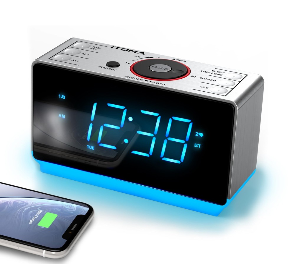 Bluetooth Alarm Clock Radio with FM, Dual Alarm and Snooze Function