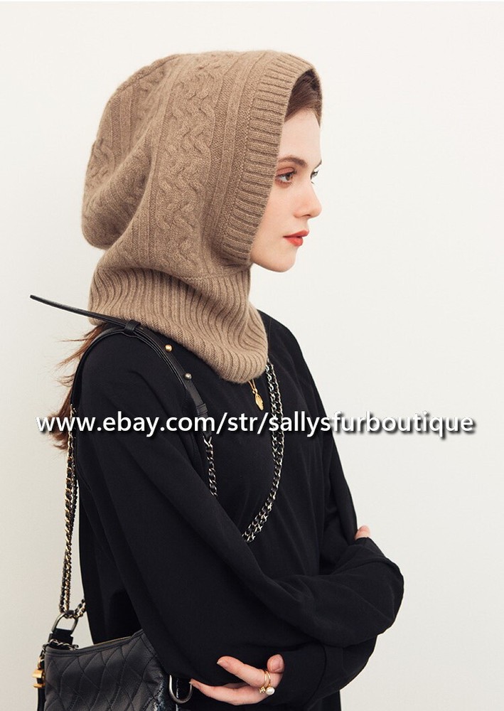 100% Pure Mongolian Cashmere Snood Neck Scarf Headband Hat Soft Delicate Unisex