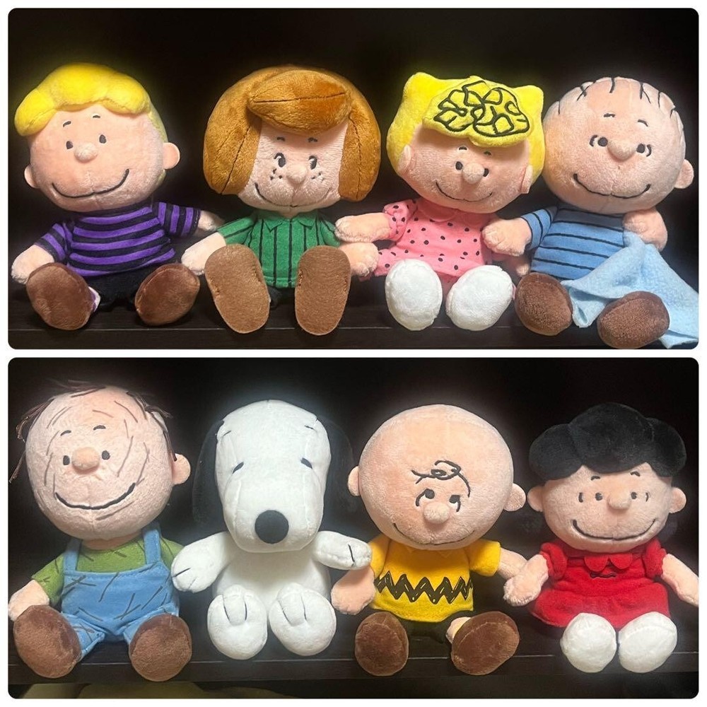 SNOOPY Plush toy PEANUTS friends Bean Doll set of 8 JAPAN Near Mint.