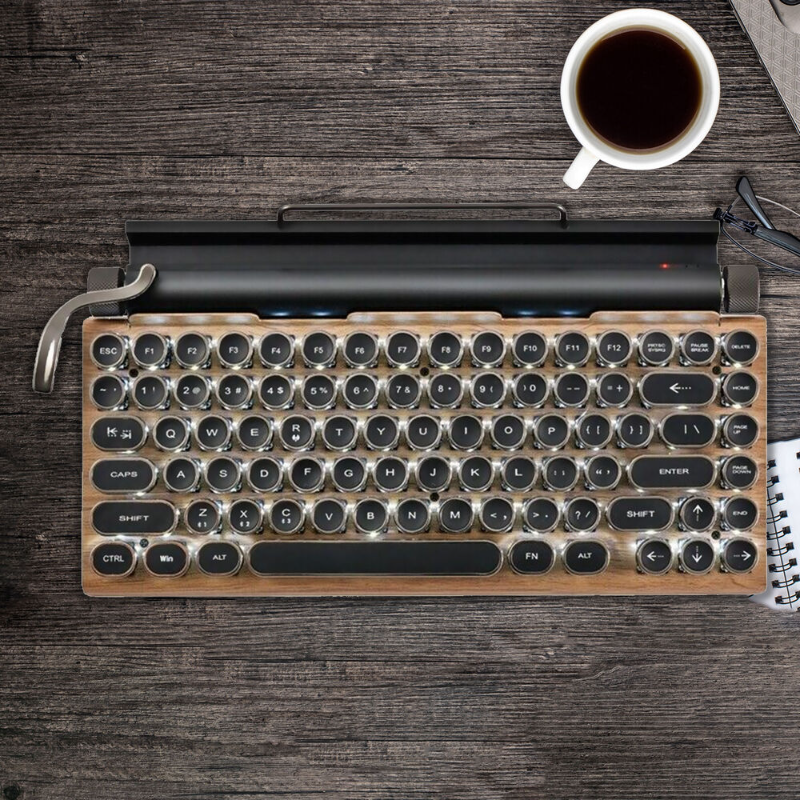 Retro Wireless Bluetooth Mechanical Typewriter Keyboard with 83 Keys