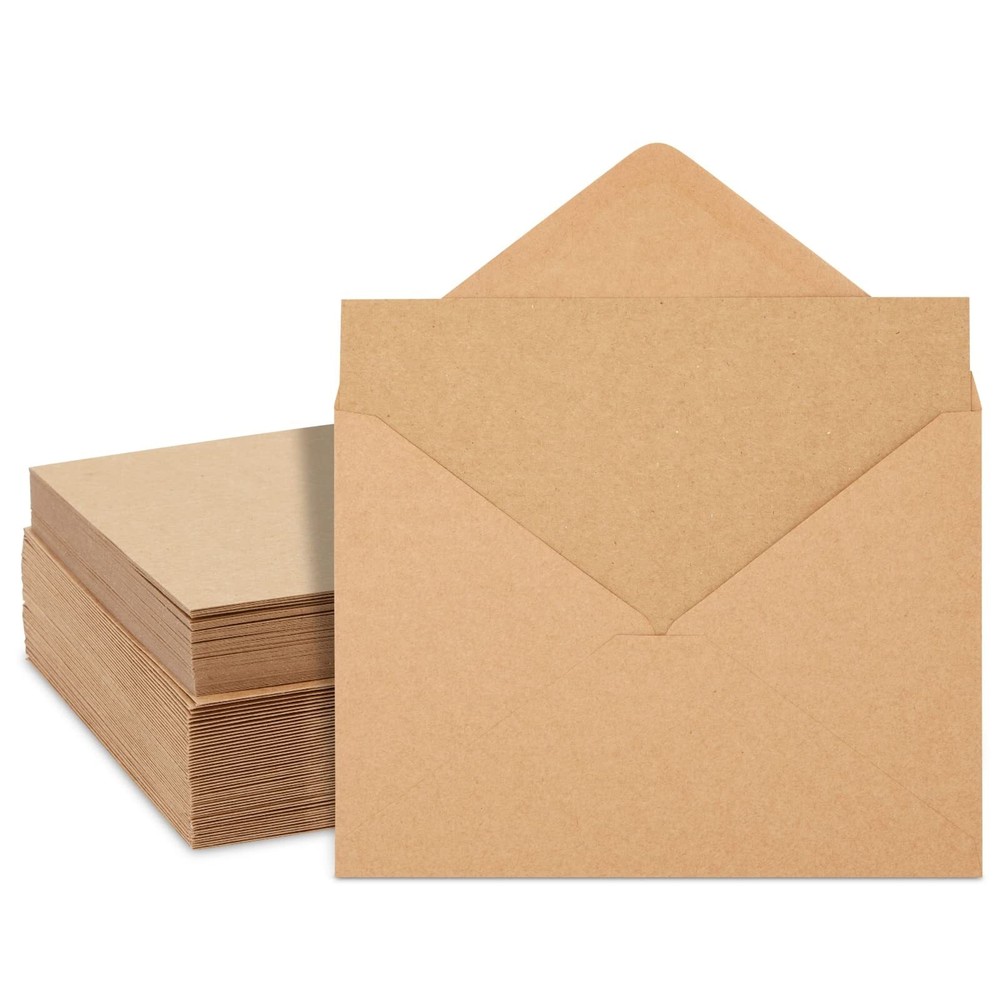 Best Paper Greetings 50 Pack Blank 5x7 Note Cards and Envelopes Set, Brown A7...