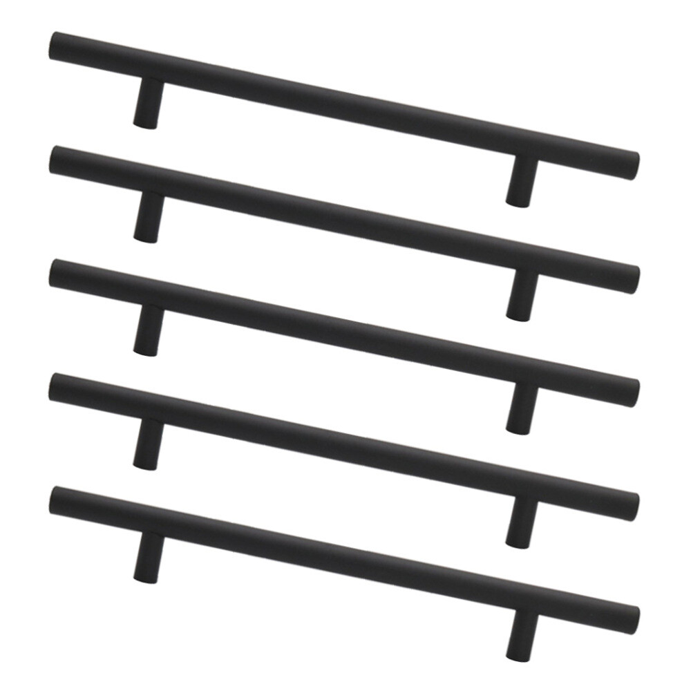 5 Durable Black Cabinet Knob Handles for Furniture and Drawers