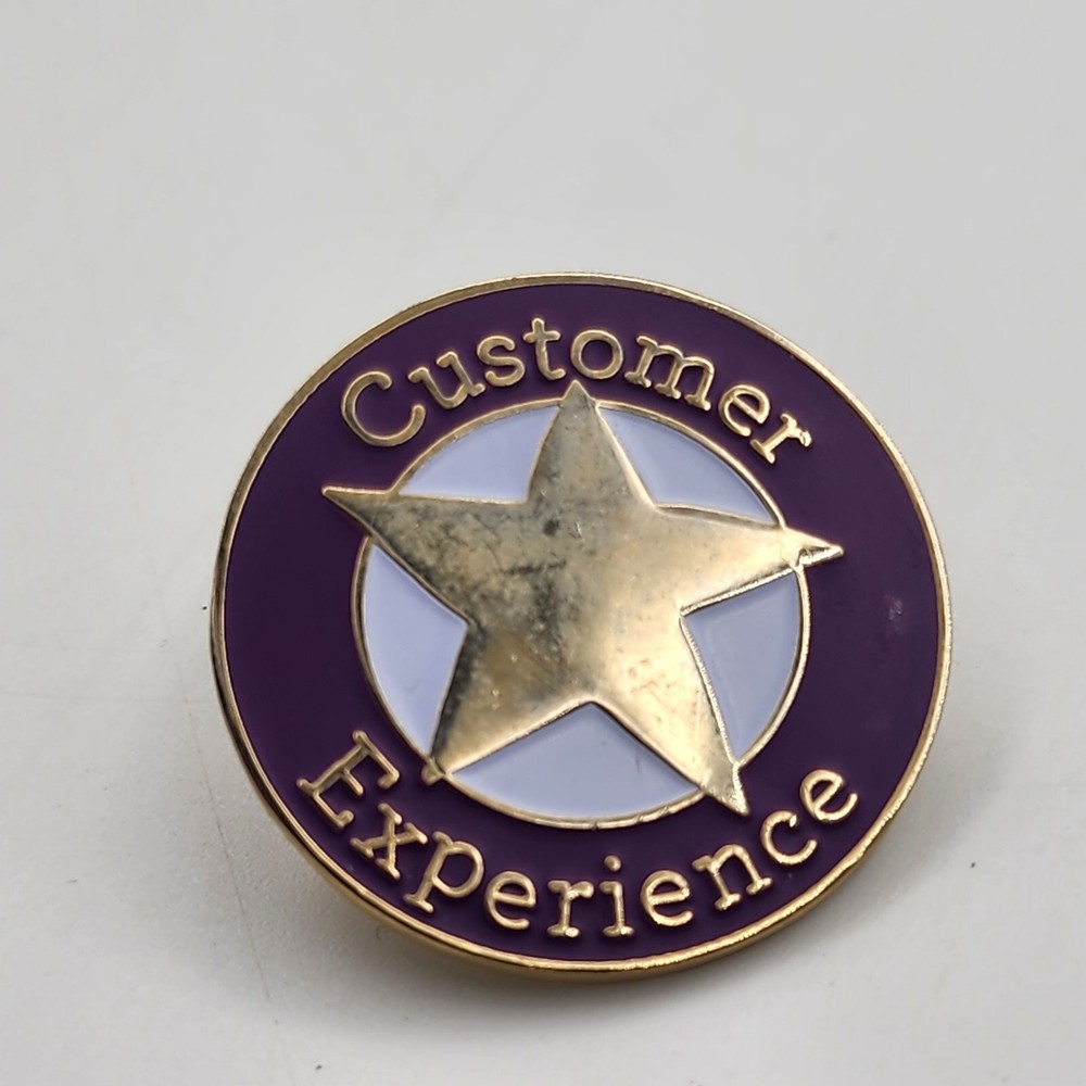 Customer Experience Star Employee Lapel Pin Circle Round Purple Gold Tone-image