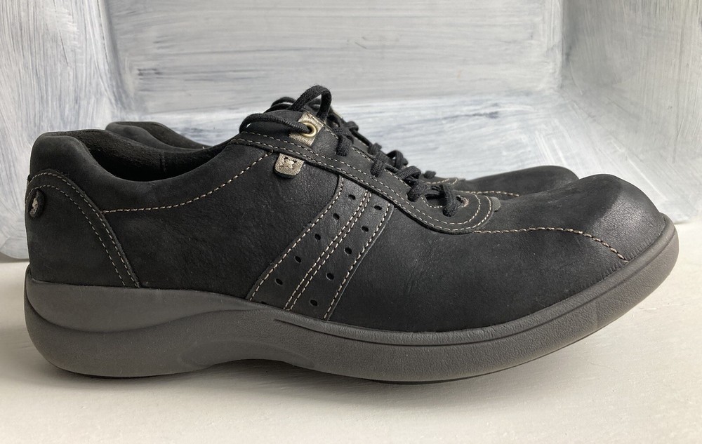 Aravon By New Balance Shoes Womens 9 AA Stridarc Black Leather Lace Up Sneakers