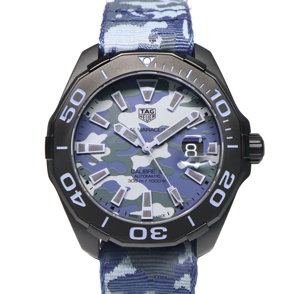 TAG Heuer Aquaracer Caliber 5 Blue Camo Titanium Nylon Watch WAY208D.FC8221