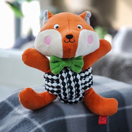 Zoon Rope Ball Foxy PlayPal Plush Dog Toy-image