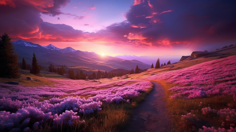 Lavender Landscape Digital Wallpaper for Desktop Background-image