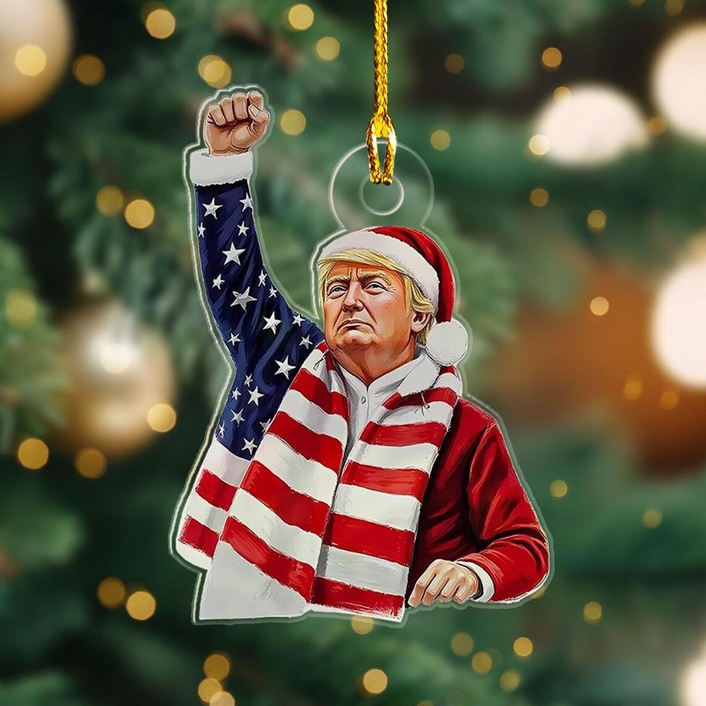 Patriotic Donald Trump 2024 Christmas Ornament Acrylic Tree Decoration Gifts 2D