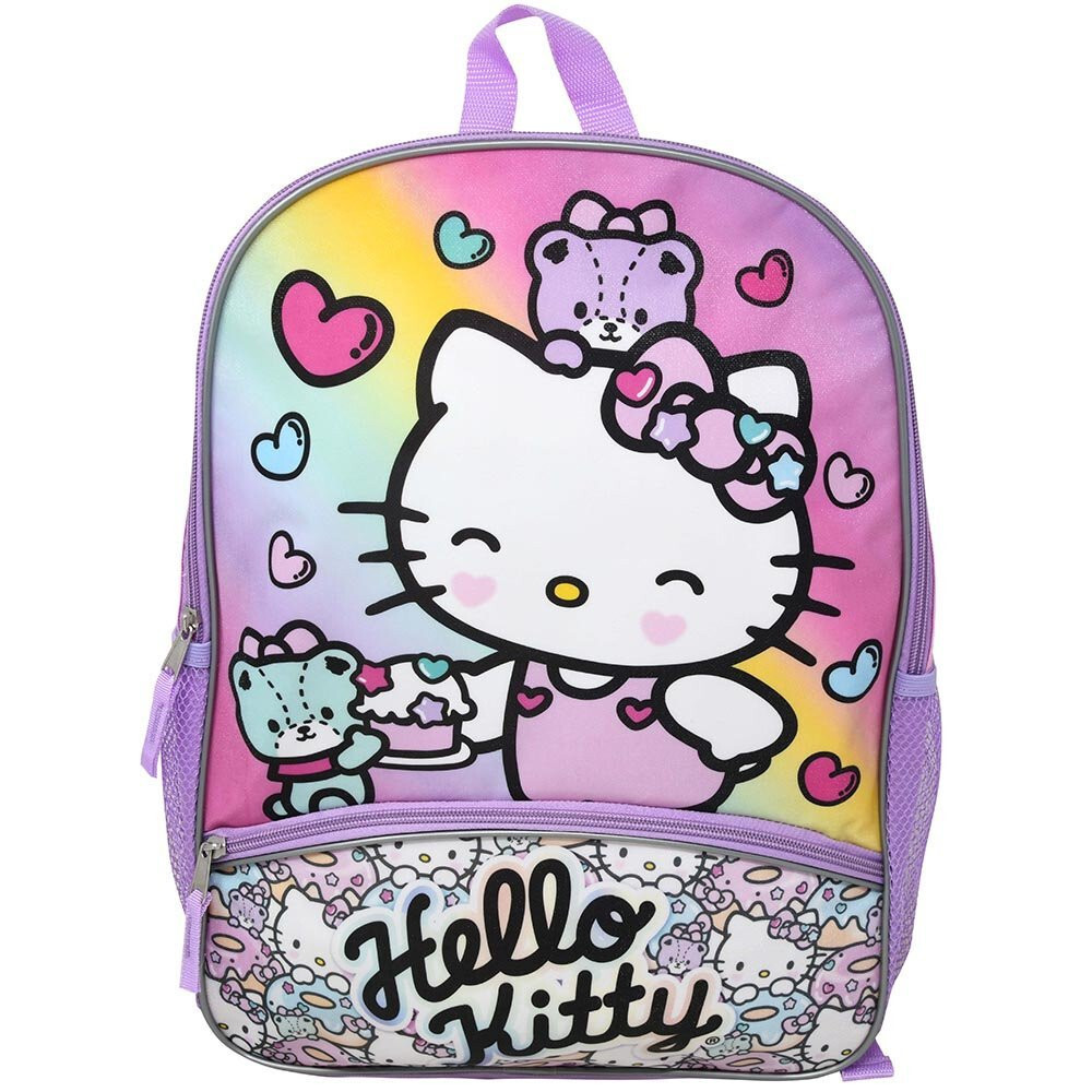 Hello Kitty Large 16 Inch Backpack with Heart Side Pockets