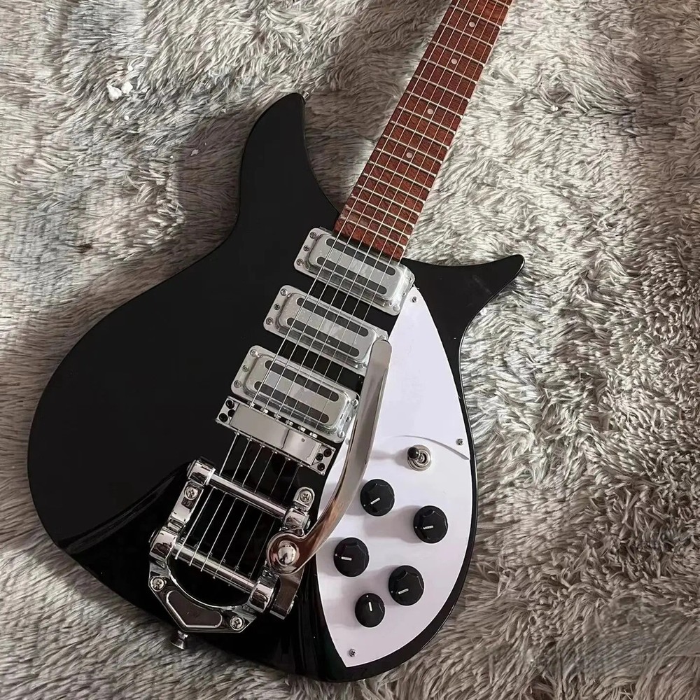 rick black 325 3 Pick-Up Electric Guitar 6 Strings Instrument fast shipping