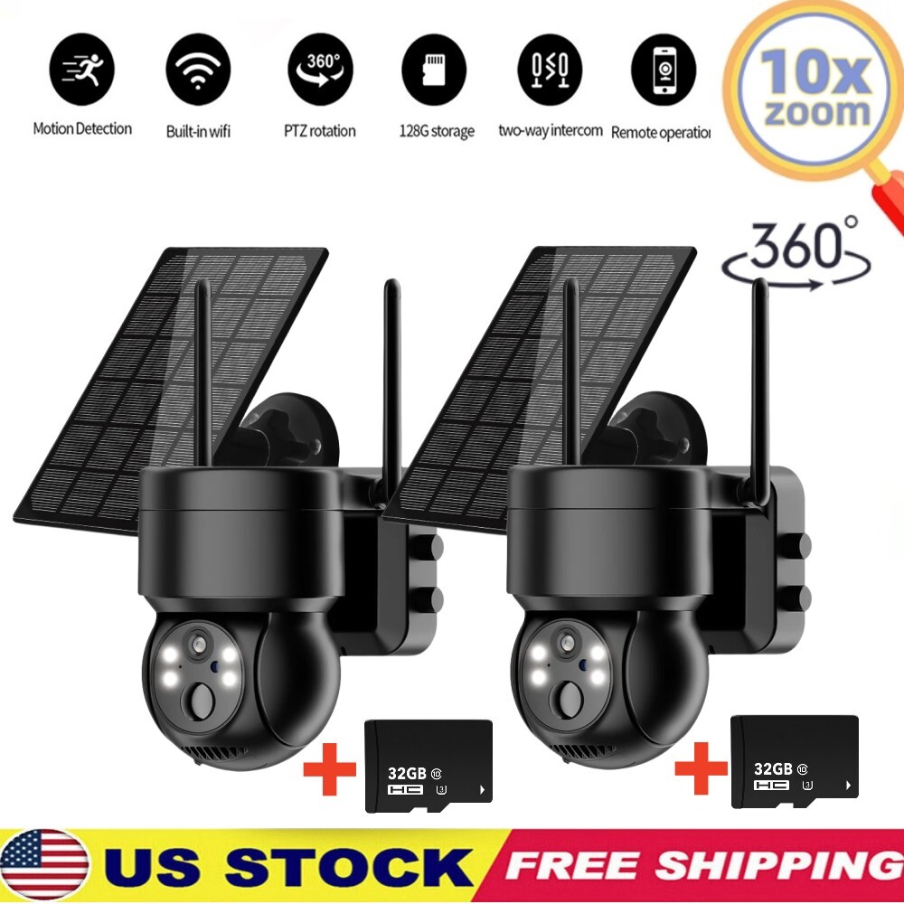 Wireless Solar Security Camera with Night Vision and Audio for Outdoor Use