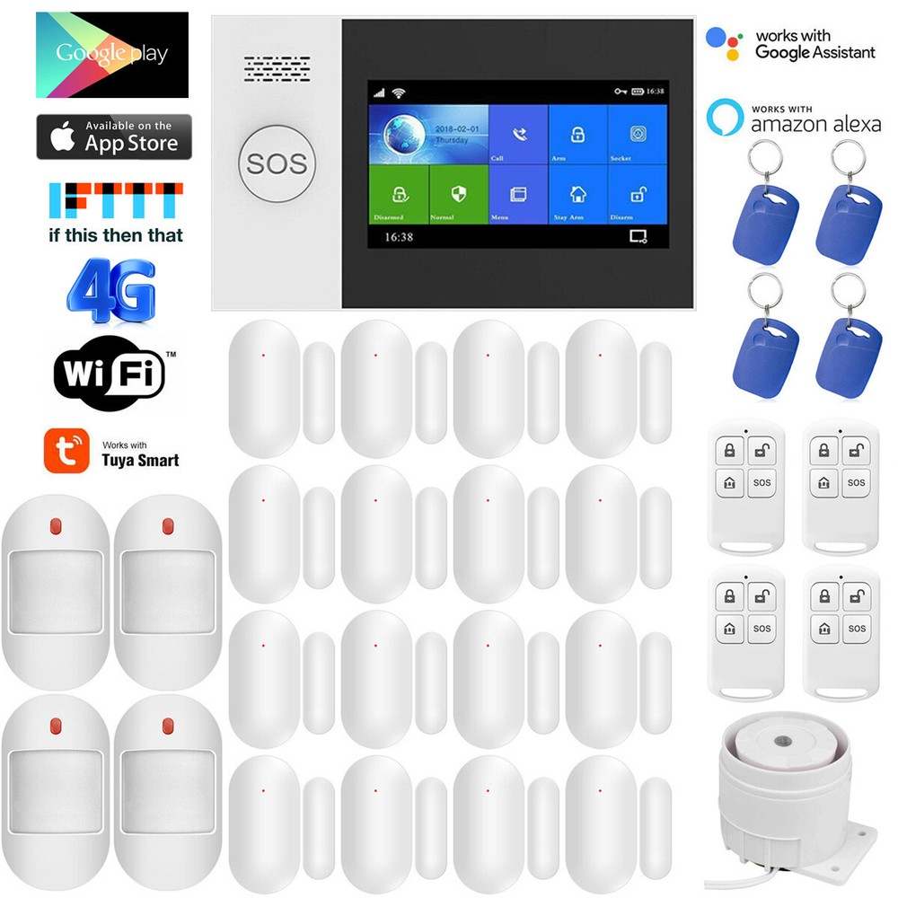 A18 Tuya App WiFi 4G Wireless Smart Home Security Alarm System with Alexa Google Assistant Integration