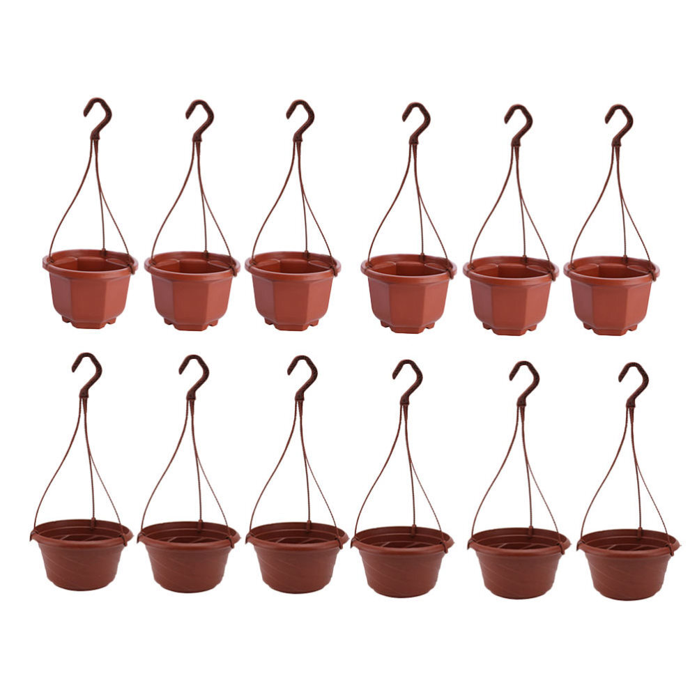 12 Pcs Hanging Flower Planter Holder Balcony Orchid Pot Coffee Garden