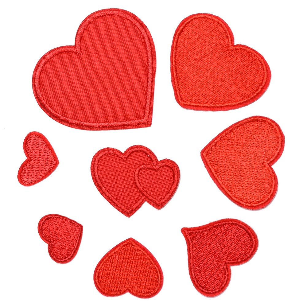 Heart-Shaped Iron-On or Sew-On Embroidery Patches for Clothes, Bags, Jeans, and DIY Crafts