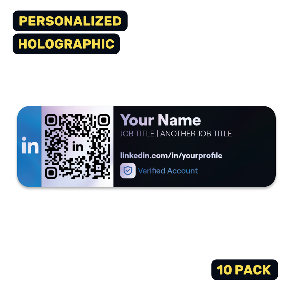 10x Custom Linkedin Networking Stickers Holo Vinyl Decal Personalized QR-Code