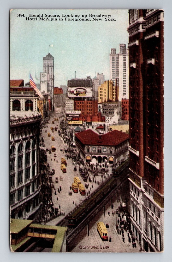 New York City NY, Aerial Herald Square, Souvenir, Vintage Postcard
